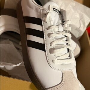 Adidas Men's White and Black Striped Sneakers